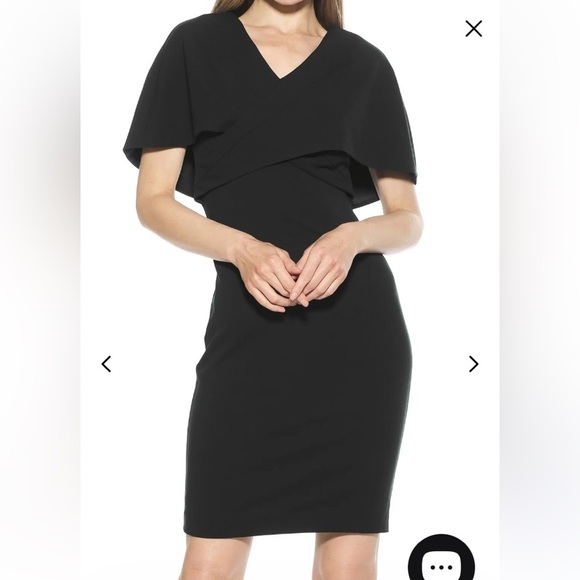 Alexia Admor Women’s Devi V Neck Midi Elegant Black Cape Dress New small - Picture 1 of 16